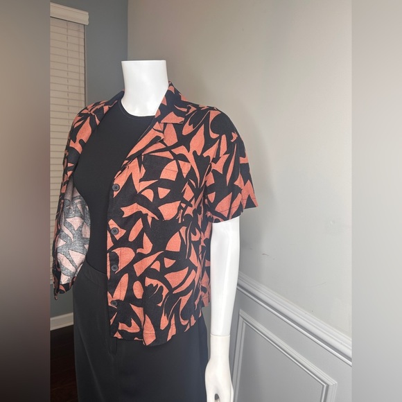 Women's Linen Short Sleeve Button Down Camp Shirt- A New Day Floral - Picture 12 of 14